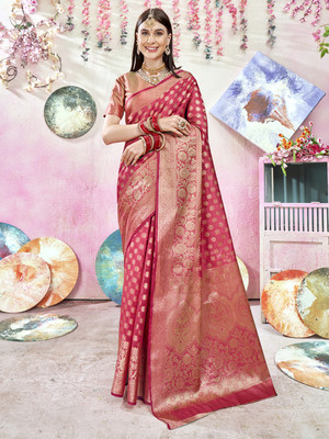 ANOUK Woven Mysore Art Silk Saree(Pink)