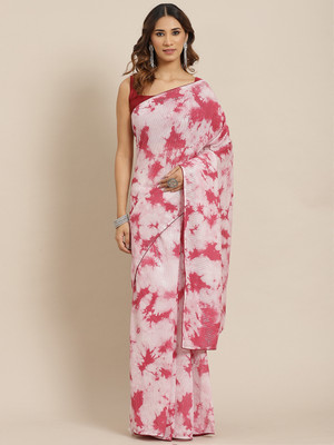 Divastri Printed Bollywood Polyester Saree(Pink)