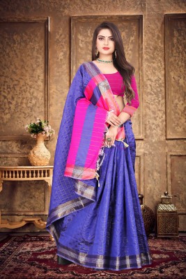 SJ ALBATROSS Woven, Solid/Plain Bollywood Art Silk Saree(Blue)