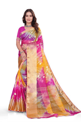 Aarunika SKT Solid/Plain Bollywood Organza Saree(Pink)