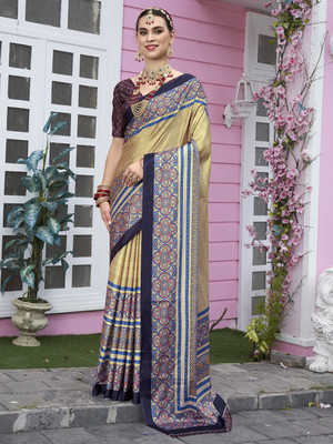 ANOUK Digital Print Daily Wear Polyester Saree(Beige)