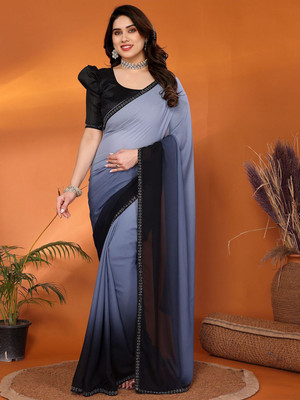 Moda Rapido Ombre Bollywood Georgette Saree(Grey)