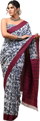 Crafts Moda Floral Print Daily Wear Pure Cotton Saree(Multicolor)