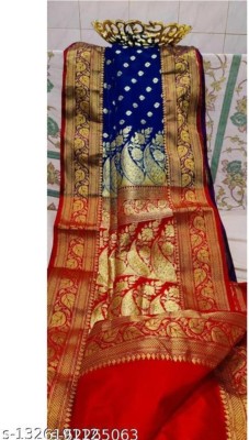 Banaras silk palace Embroidered Banarasi Satin Saree(Dark Blue)