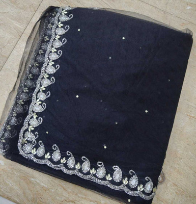 VS Fashion Embellished Daily Wear Net Saree(Black)