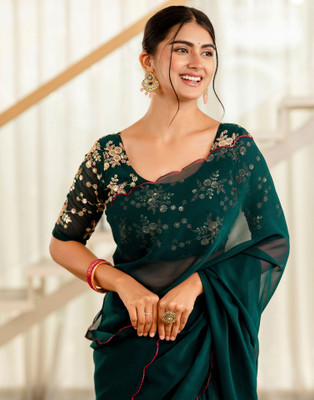Samah Embroidered Daily Wear Georgette Saree(Multicolor)