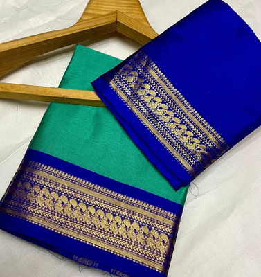 HR ENTERPRISE Printed Bollywood Cotton Silk Saree(Light Blue, Blue)
