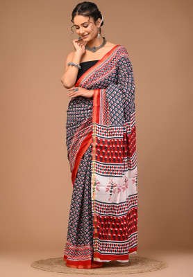 Shreeji Textiles Printed Bollywood Pure Cotton Saree(Multicolor)