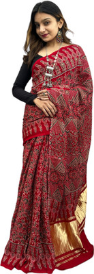 TAVAN Self Design Handloom Pure Silk Saree(Red)