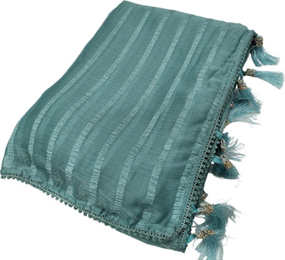 Aadimam Creation Solid/Plain Bollywood Chiffon Saree(Light Blue)
