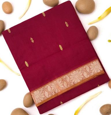 Nethra Floral Print Chettinadu Pure Cotton Saree(Maroon)