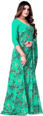 Kanooda Prints Printed Daily Wear Georgette Saree(Green)