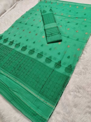 MEKHLACHADORHUB Woven Mekhela Chador Cotton Blend Saree(Light Green)