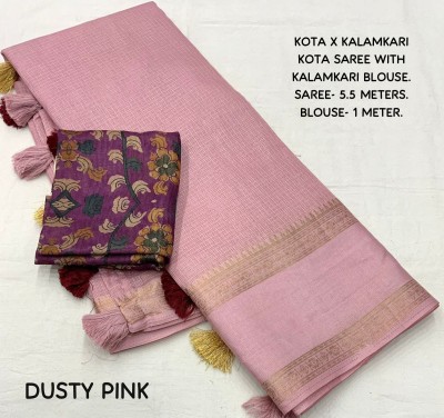 Dhanlaxmi CreationLLP Dyed Kota Doria Cotton Linen Saree(Pink)