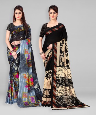 kashvi sarees Printed, Paisley, Ombre, Floral Print Daily Wear Georgette Saree(Pack of 2, Multicolor)