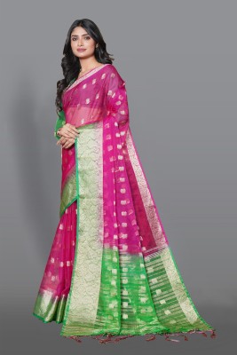 KOTHARI SKT Embellished Bandhani Organza Saree(Pink)