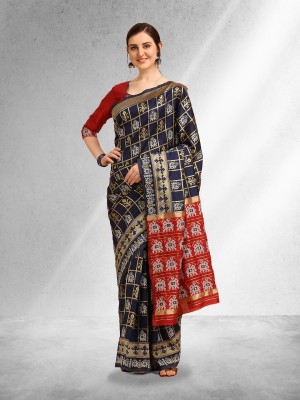 Tasrika Woven Banarasi Cotton Silk Saree(Blue)