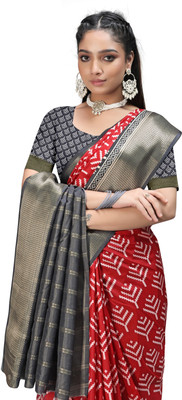 PremVastra Digital Print Kalamkari Crepe Saree(Red)
