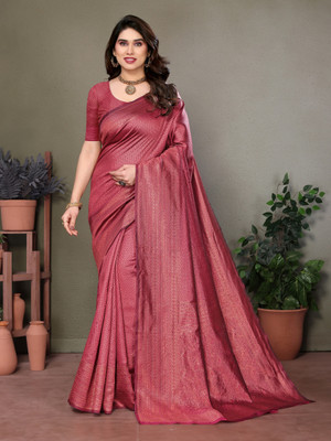 Vastram Enterprise Floral Print Banarasi Jacquard Saree(Maroon)