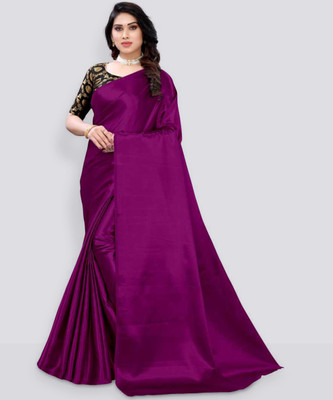 NEZAA EXPORT Solid/Plain Bollywood Satin Saree(Pink)