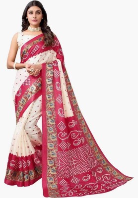 GGPL Striped Bandhani Georgette Saree(Multicolor)