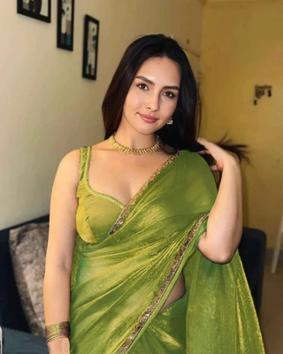 GOWTRAM Embellished Bollywood Jimmy choo Saree(Light Green)