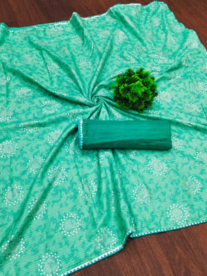 APERA Embellished Daily Wear Silk Blend Saree(Green)