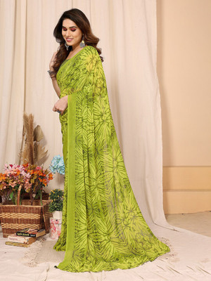 Suali Self Design Bollywood Georgette Saree(Green)