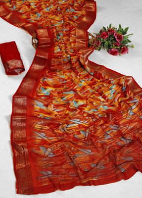 Dori Printed Bollywood Georgette Saree(Red)