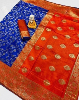 Umaa Woven Banarasi Cotton Silk Saree(Blue)