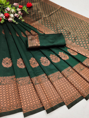 VAKHARIYAFAB Woven Kanjivaram Art Silk, Pure Silk Saree(Green)