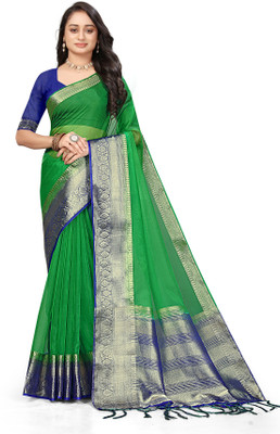 Aarunika SST Solid/Plain Bollywood Organza Saree(Dark Green)