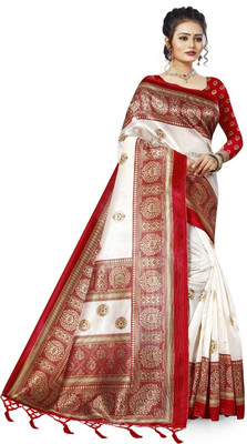 Moda Rapido Woven Kanjivaram Cotton Blend Saree(Grey)