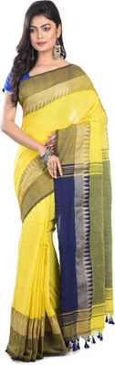 Susmita Creation Self Design Bollywood Handloom Pure Cotton Saree(Yellow)