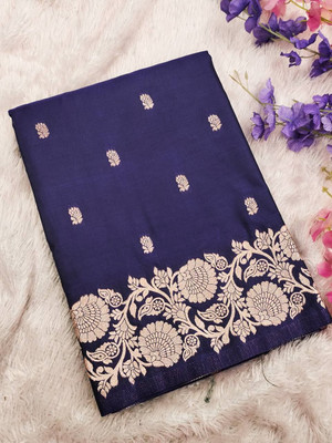 Spetila Woven Banarasi Jacquard, Pure Silk Saree(Dark Blue)