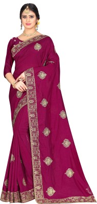 AMK FASHION Embroidered, Embellished Bollywood Art Silk Saree(Purple)