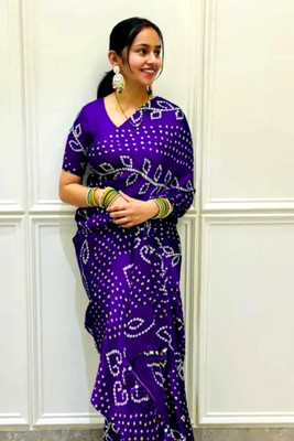 Vini Enterprises Printed Bandhani Art Silk Saree(Dark Green)