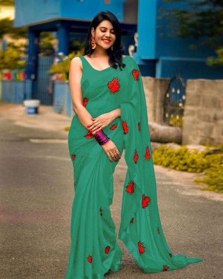 Fasharo Embroidered Bollywood Georgette Saree(Multicolor)