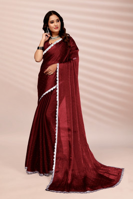 Privasaree Self Design Bollywood Jimmy choo Saree(Maroon)