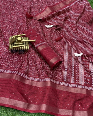 STAVA CREATION Printed Bollywood Georgette Saree(Red)