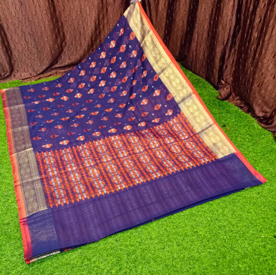 Spewim Woven Banarasi Cotton Silk Saree(Blue)