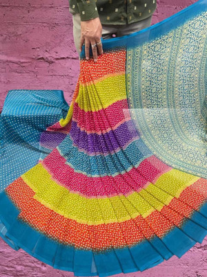 HouseOfCommon Ombre Bollywood Georgette Saree(Light Blue)