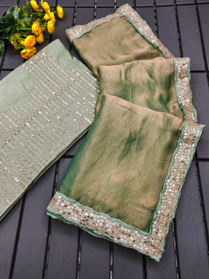 Tasrika Self Design Bollywood Jimmy choo Saree(Green)
