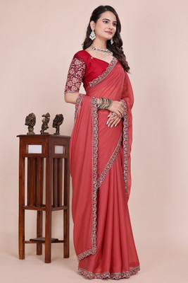 K 5 FASHION Floral Print Bollywood Georgette Saree(Orange)