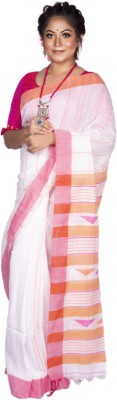 PRAVATI FASHION Self Design Handloom Pure Cotton Saree(White)