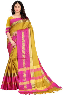 Shruti Bandhani Woven Bollywood Cotton Silk Saree(Multicolor)