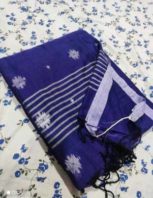 matarasaree Woven Handloom Handloom Cotton Blend Saree(Blue)