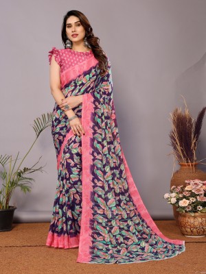 sareya veela Printed Daily Wear Georgette Saree(Pink)