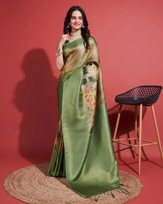SAREE EXOTICA Woven, Printed Banarasi Pure Silk Saree(Light Green)