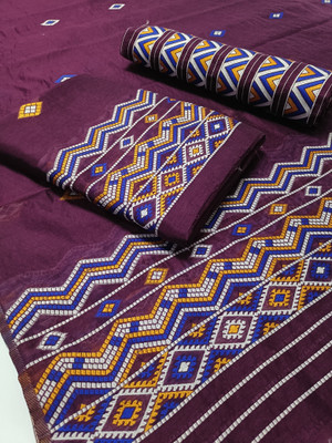 S P CREATION Woven Mekhela Chador Pure Cotton Saree(Multicolor)